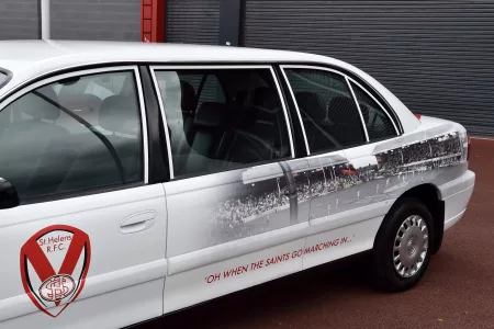 close up of passenger seats in funeral car