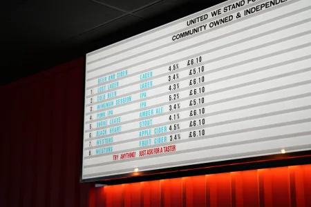 The Marching Inn menu board